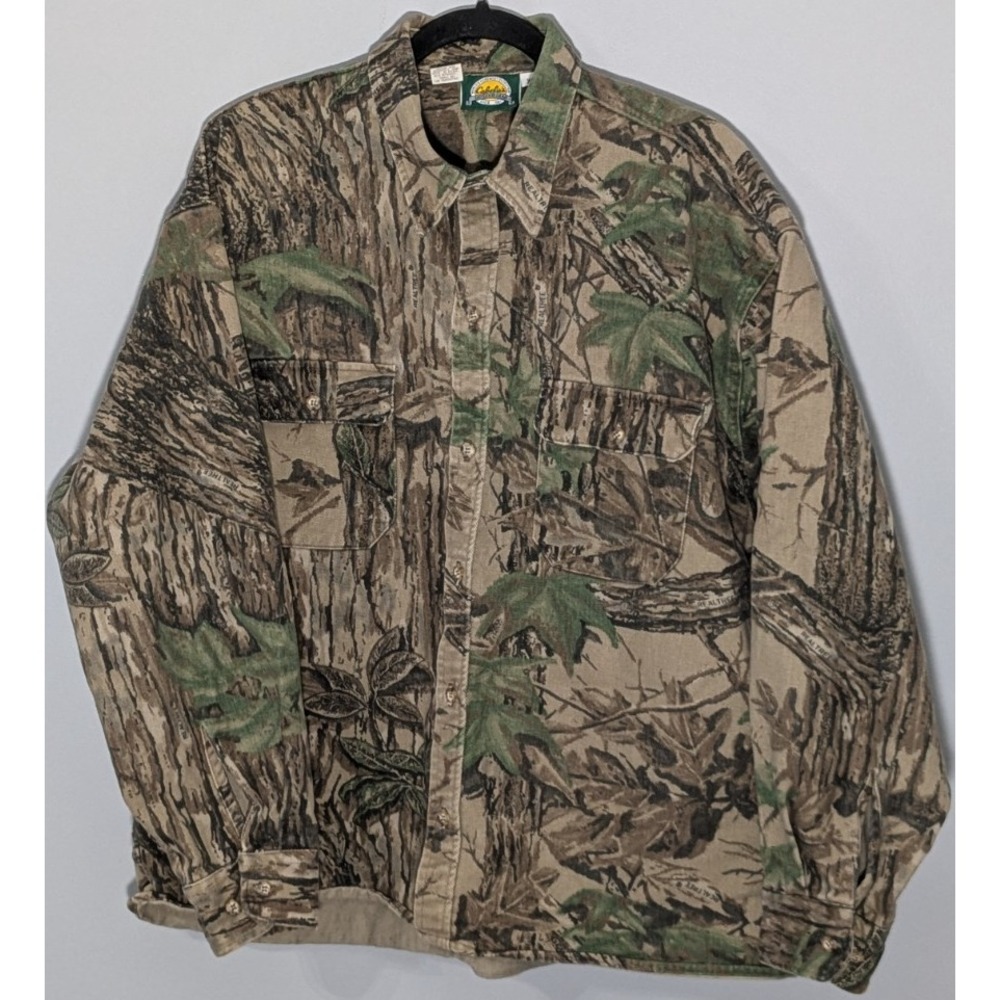 Vintage Cabela's Realtree Camo Button Up Shirt Made In USA Heavyweight XL